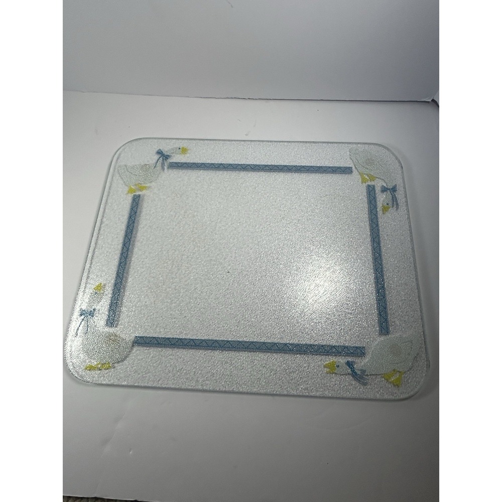 Vintage Corning Ware 12x15 Textured Glass Cutting Board Counter Saver Geese